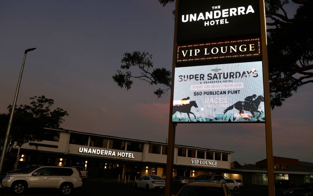 The Unanderra Hotel at night time. File picture by Adam Mclean