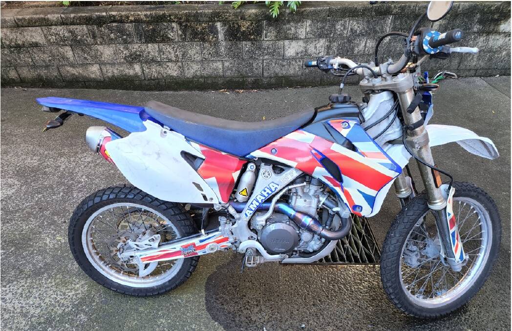 This stolen Yamaha motorbike was seized by police at a Kembla Street address in Wollongong on Tuesday, April 23, 2024. Picture by Wollongong Police District 